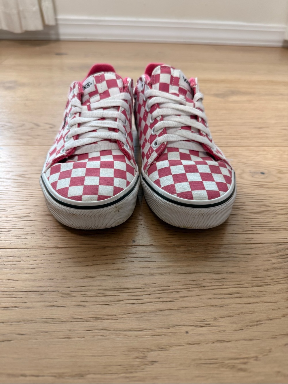 Vans Checkerboard Low-Top Sneakers in Pink and White